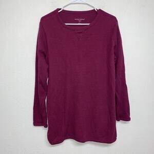 Woman Within Shirt Tunic Purple Waffle Knit Womens 18/20 L Pullover Cozy Casual